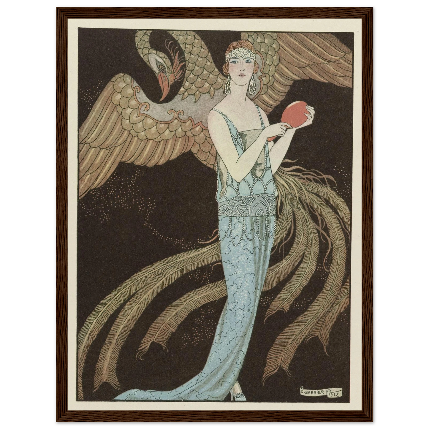 Sortilèges ; Robe du soir, de Beer (1922) Art Print | George Barbier - Framed Poster - 30x40 cm / 12x16″ - Black frame