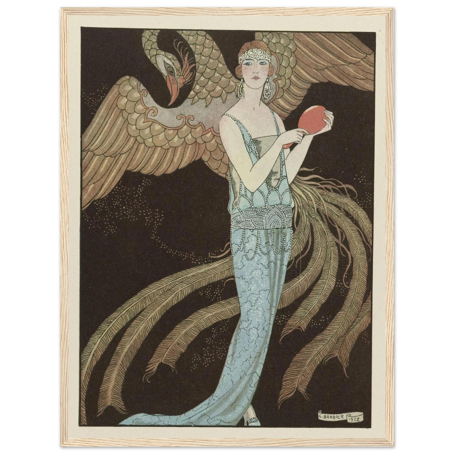 Sortilèges ; Robe du soir, de Beer (1922) Art Print | George Barbier - Framed Poster - 30x40 cm / 12x16″ - Black frame