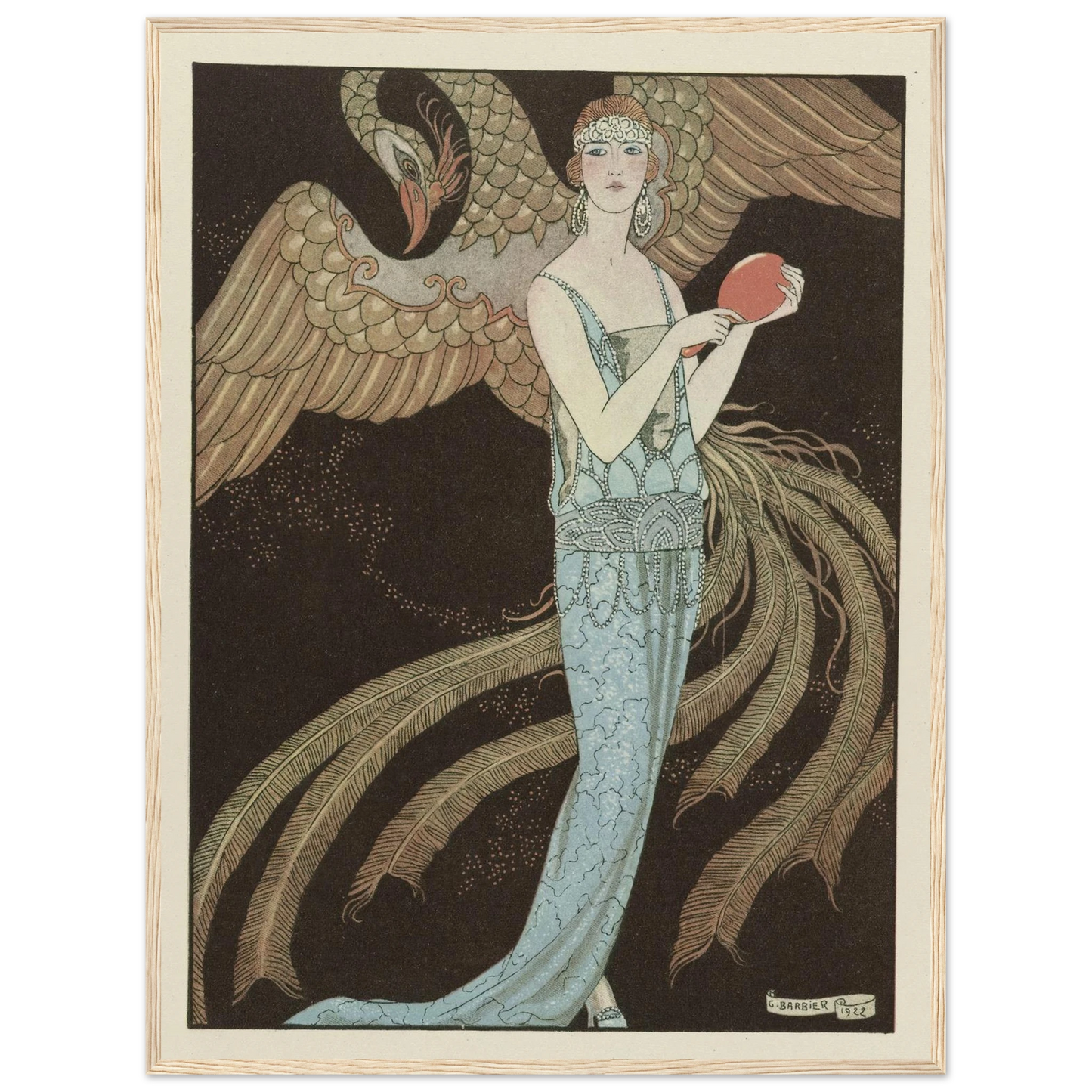 Sortilèges ; Robe du soir, de Beer (1922) Art Print | George Barbier - Framed Poster - 30x40 cm / 12x16″ - Black frame