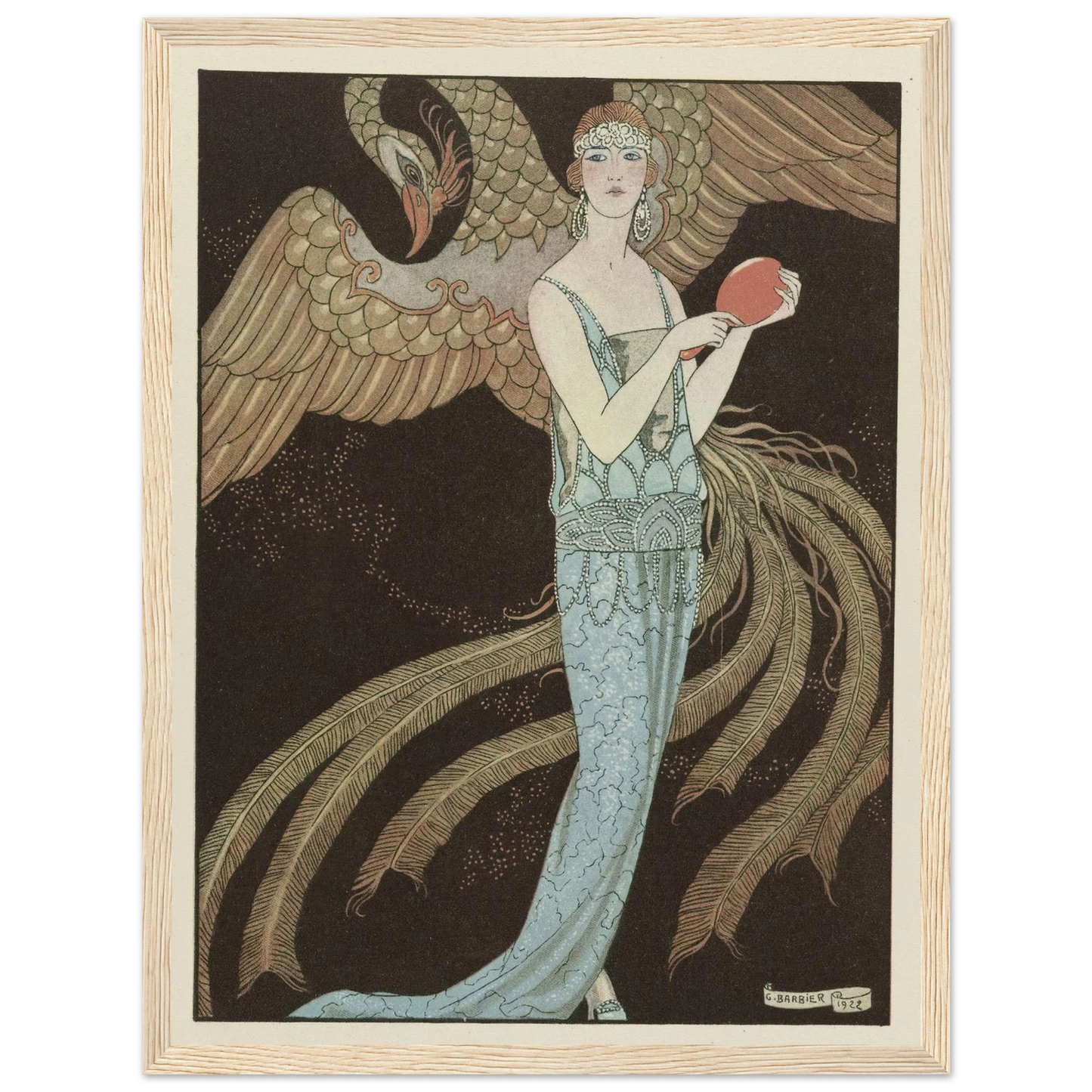 Sortilèges ; Robe du soir, de Beer (1922) Art Print | George Barbier - Framed Poster - 30x40 cm / 12x16″ - Black frame