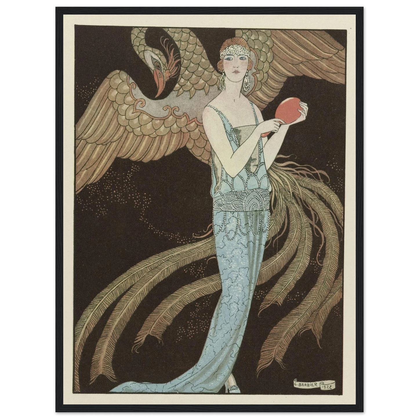 Sortilèges ; Robe du soir, de Beer (1922) Art Print | George Barbier - Framed Poster - 30x40 cm / 12x16″ - Black frame