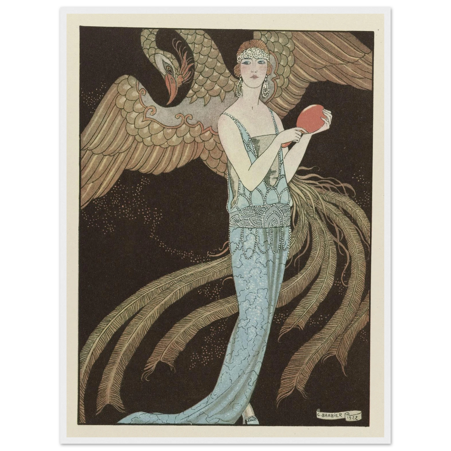 Sortilèges ; Robe du soir, de Beer (1922) Art Print | George Barbier - Framed Poster - 30x40 cm / 12x16″ - Black frame