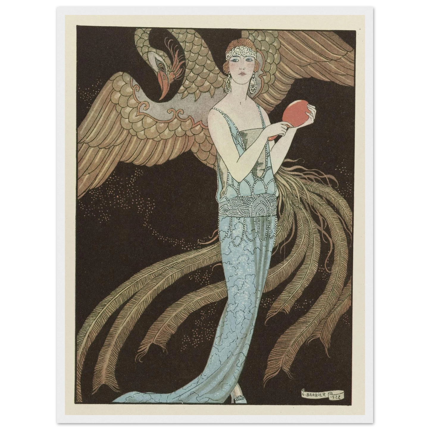 Sortilèges ; Robe du soir, de Beer (1922) Art Print | George Barbier - Framed Poster - 30x40 cm / 12x16″ - Black frame