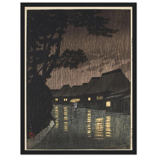 Soshu Maekawa no ame (Rain at Maekawa, Sagami Province) (1932) Art Print | Kawase Hasui - Framed Poster - 30x40 cm / 12x16″ - Black frame