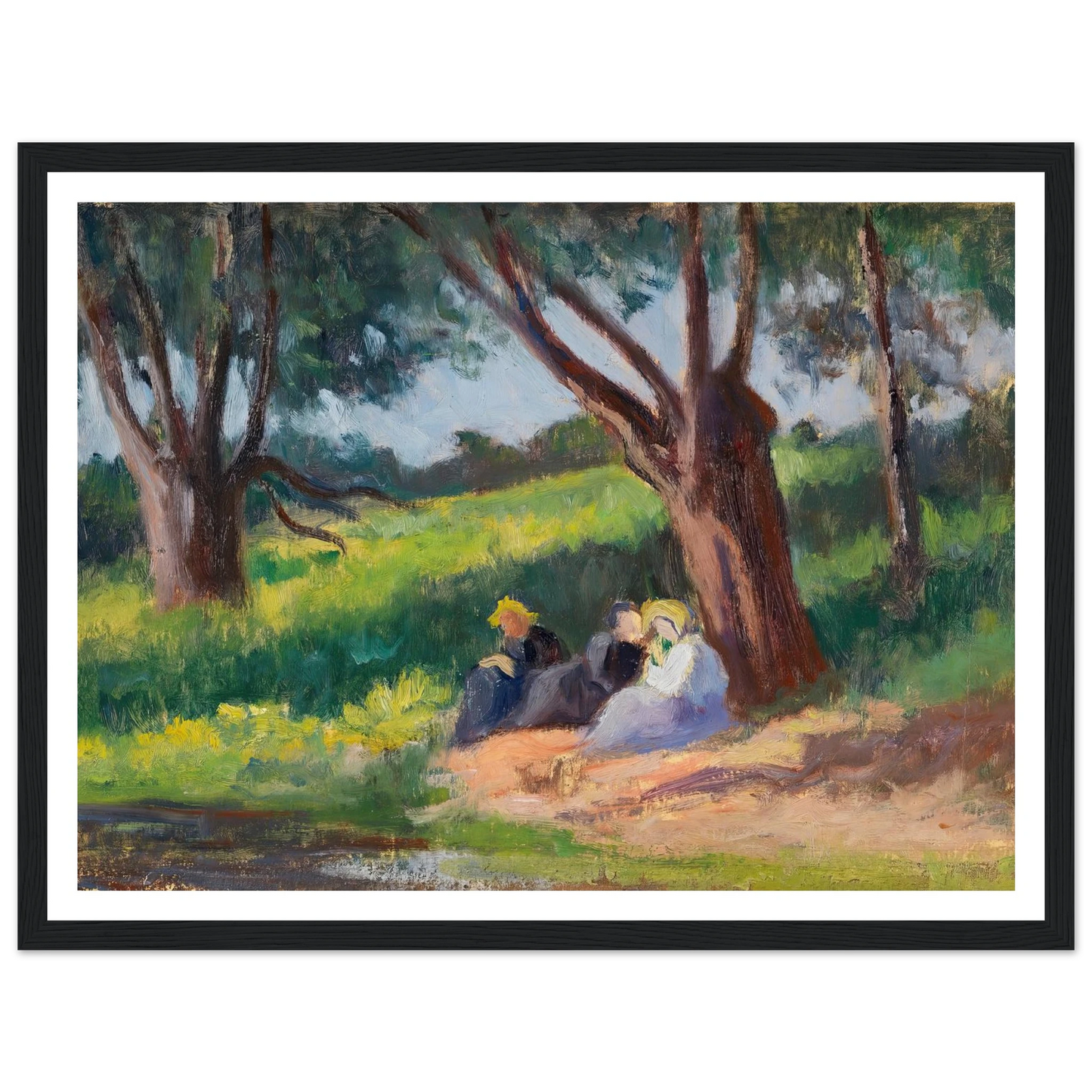 Sous L´arbre Rolleboise (1926) Art Print | Maximilien Luce - Framed Poster - 30x40 cm / 12x16″ - Black frame