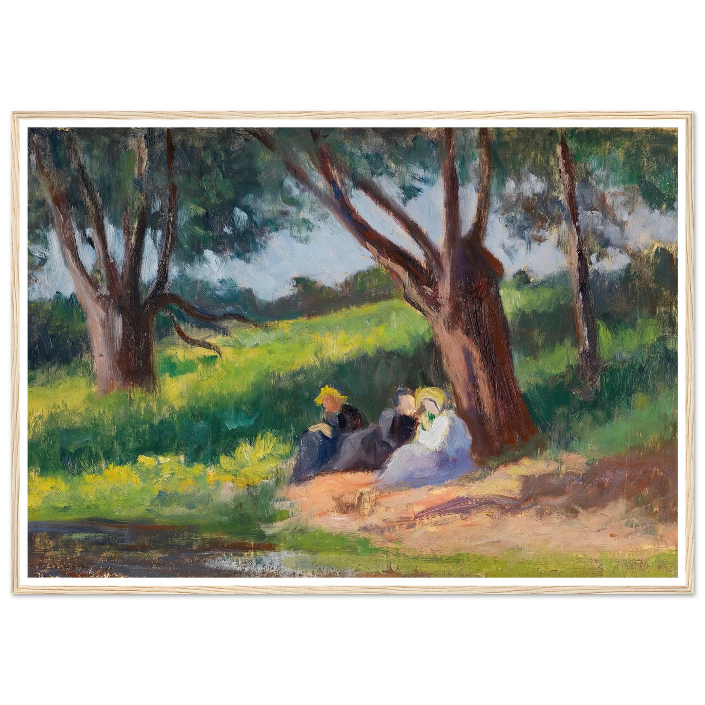 Sous L´arbre Rolleboise (1926) Art Print | Maximilien Luce - Framed Poster - 30x40 cm / 12x16″ - Black frame
