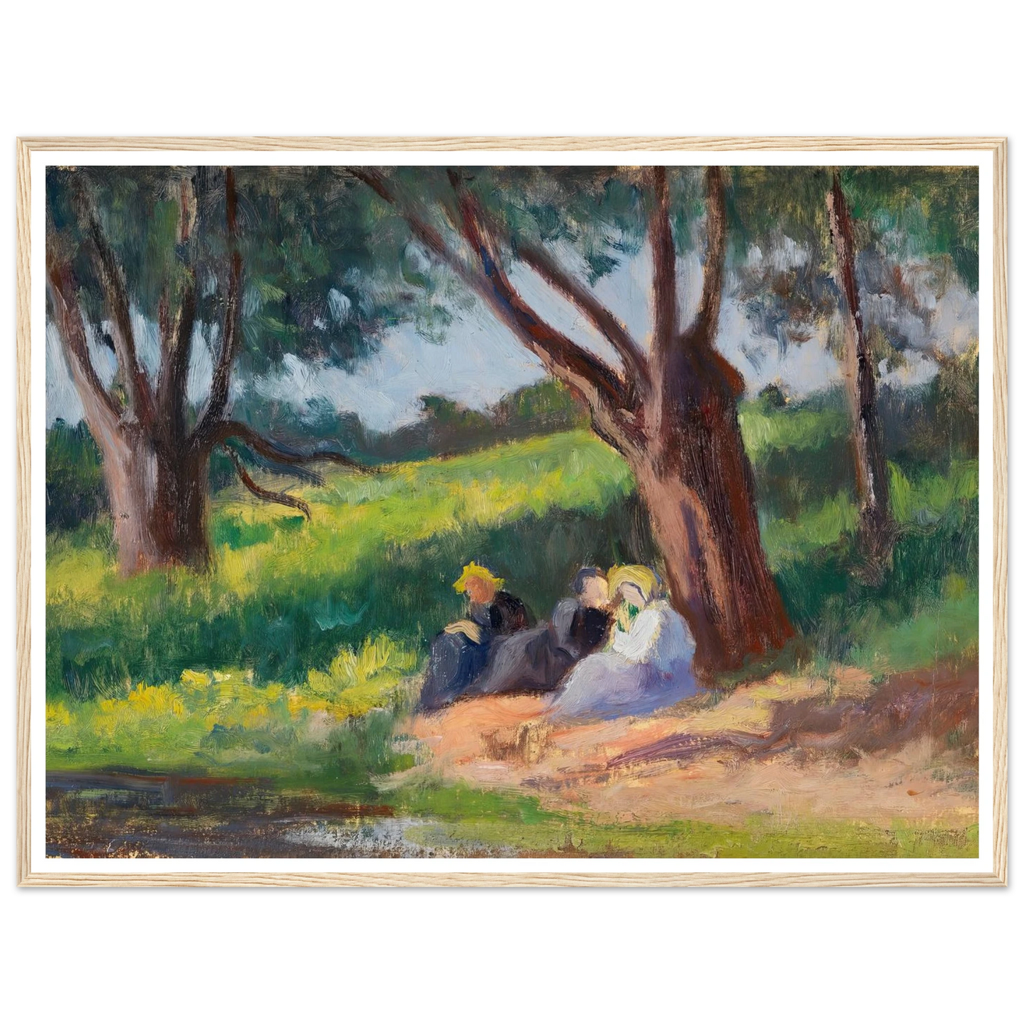 Sous L´arbre Rolleboise (1926) Art Print | Maximilien Luce - Framed Poster - 30x40 cm / 12x16″ - Black frame