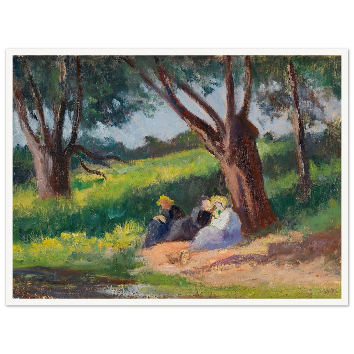 Sous L´arbre Rolleboise (1926) Art Print | Maximilien Luce - Framed Poster - 30x40 cm / 12x16″ - Black frame