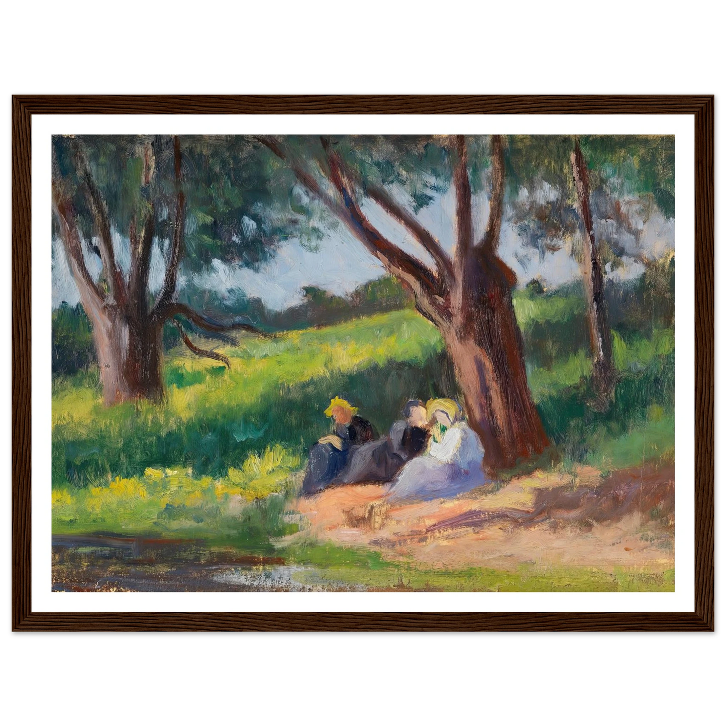 Sous L´arbre Rolleboise (1926) Art Print | Maximilien Luce - Framed Poster - 30x40 cm / 12x16″ - Black frame