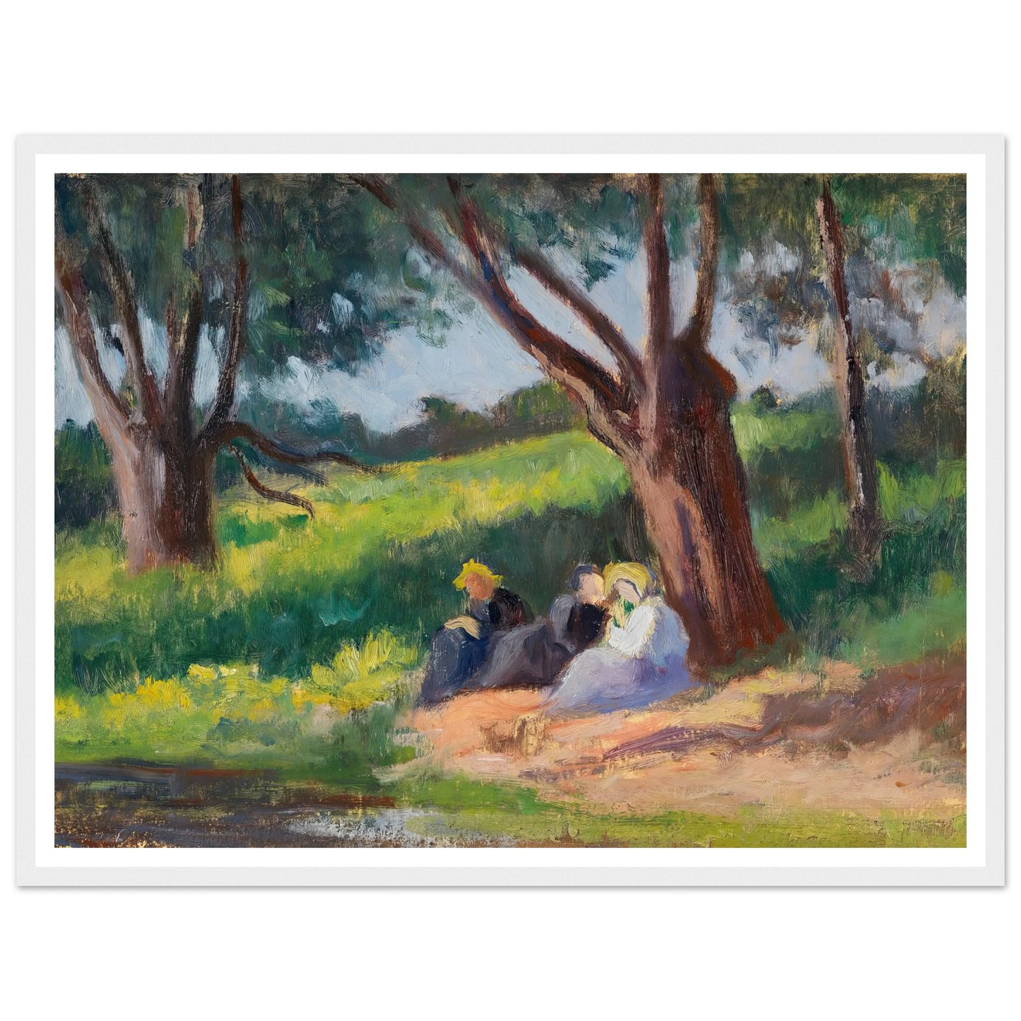 Sous L´arbre Rolleboise (1926) Art Print | Maximilien Luce - Framed Poster - 30x40 cm / 12x16″ - Black frame
