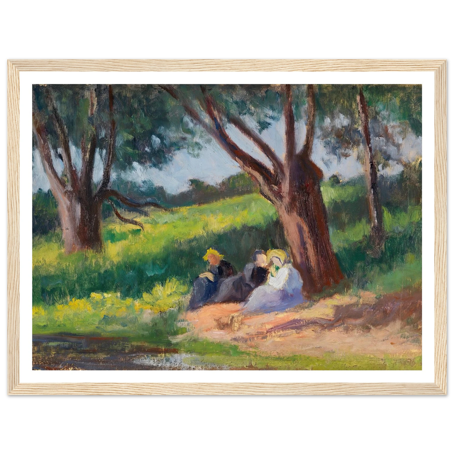 Sous L´arbre Rolleboise (1926) Art Print | Maximilien Luce - Framed Poster - 30x40 cm / 12x16″ - Black frame