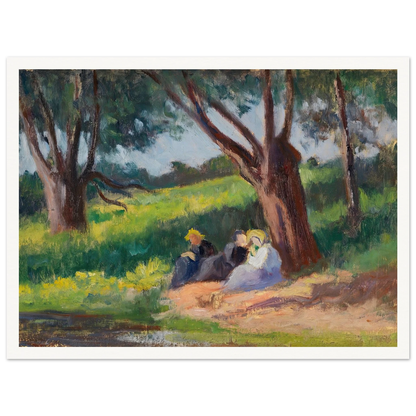 Sous L´arbre Rolleboise (1926) Art Print | Maximilien Luce - Framed Poster - 30x40 cm / 12x16″ - Black frame