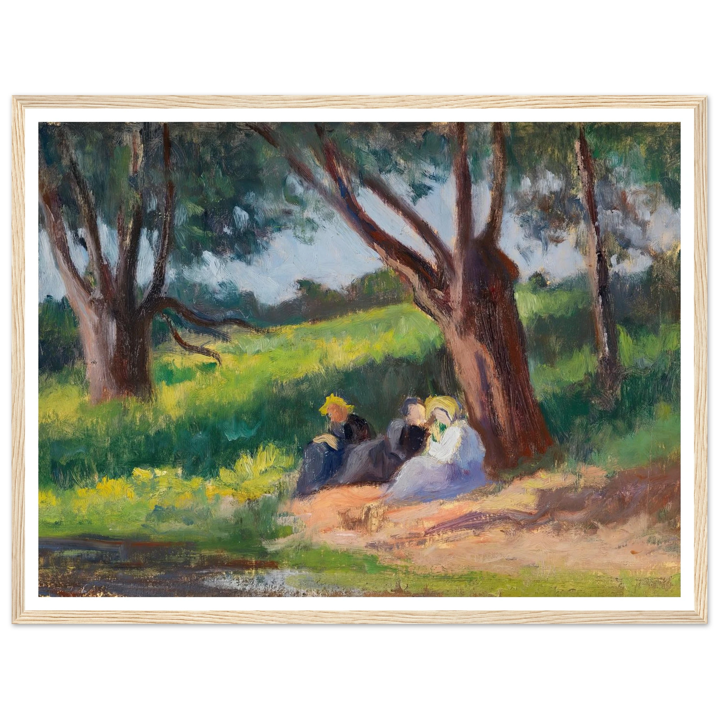 Sous L´arbre Rolleboise (1926) Art Print | Maximilien Luce - Framed Poster - 30x40 cm / 12x16″ - Black frame