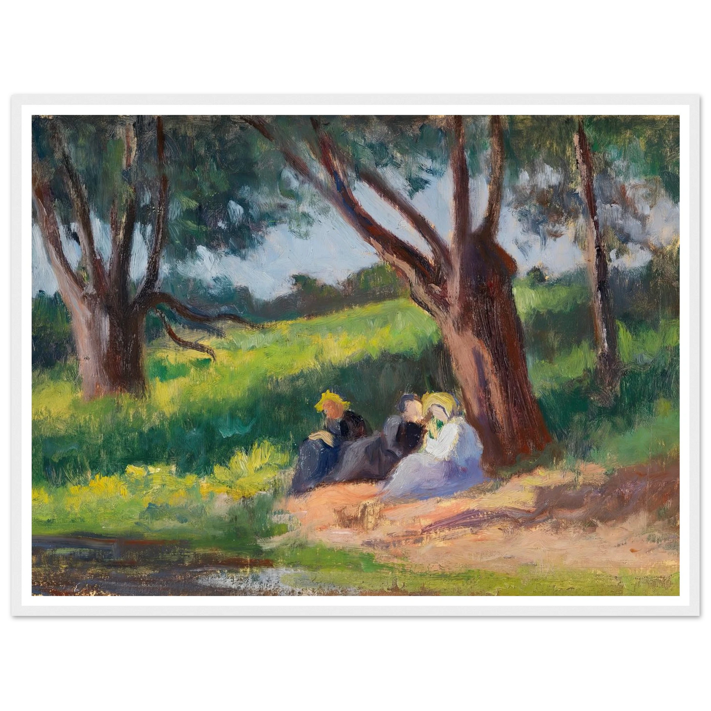 Sous L´arbre Rolleboise (1926) Art Print | Maximilien Luce - Framed Poster - 30x40 cm / 12x16″ - Black frame