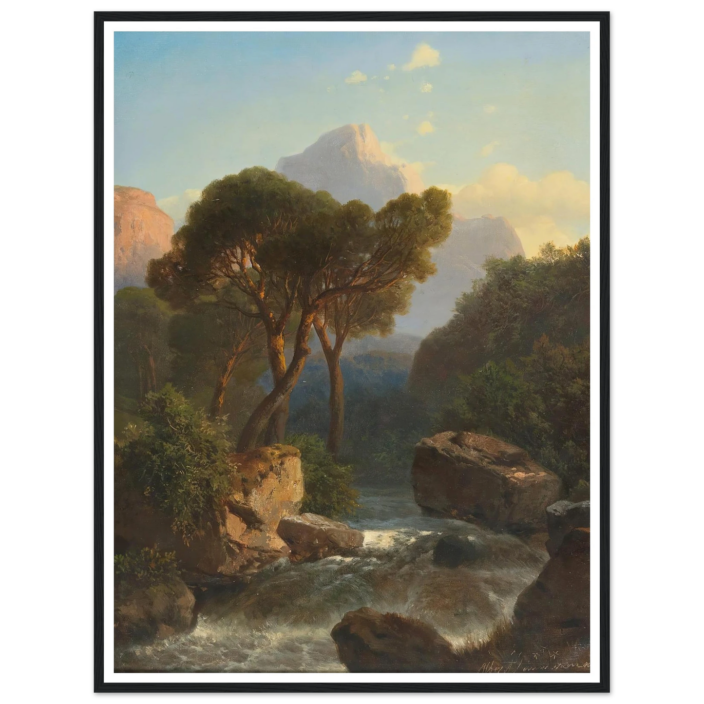 Southern Mountain Landscape Art Print | Albert Zimmermann - Framed Poster - 30x40 cm / 12x16″ - Black frame