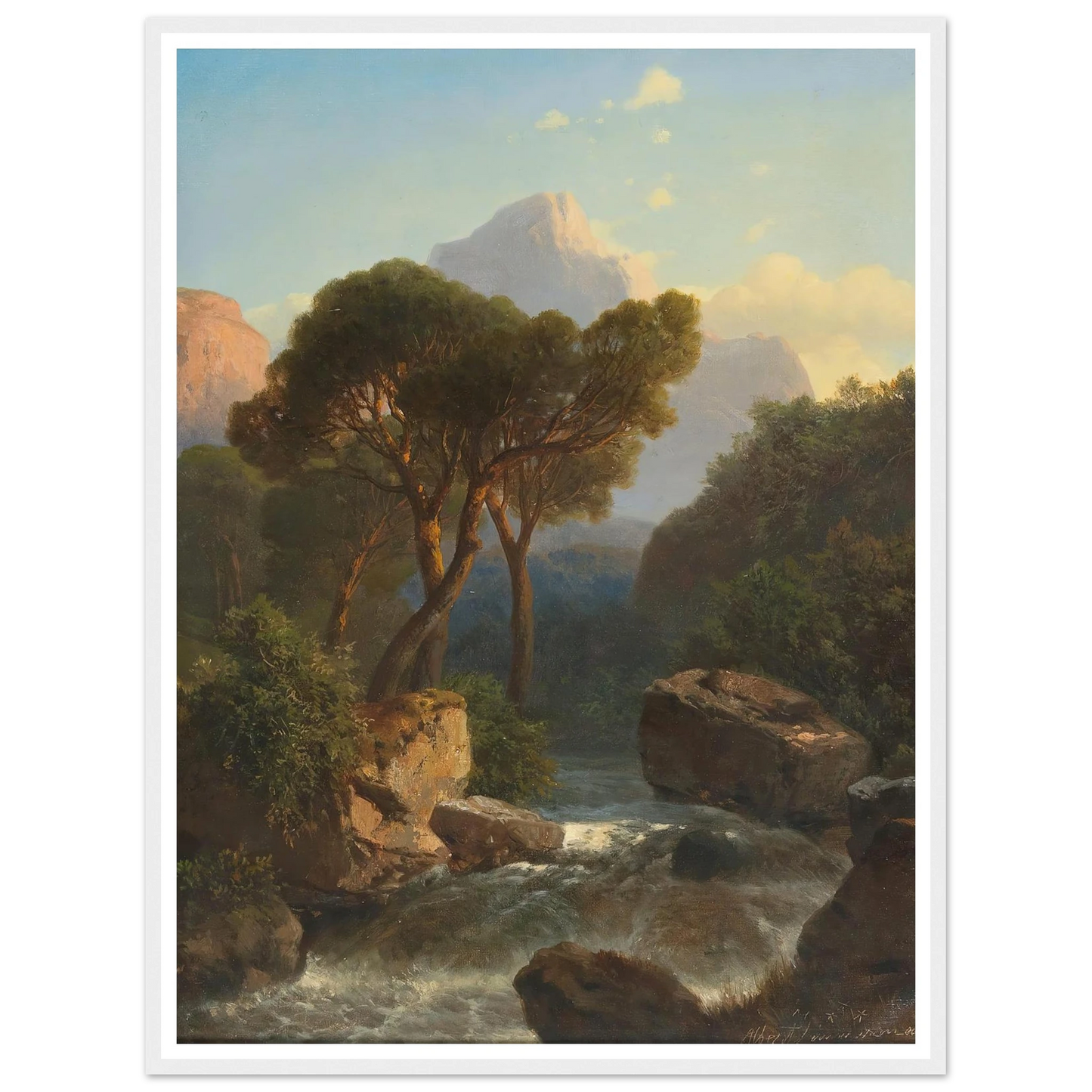 Southern Mountain Landscape Art Print | Albert Zimmermann - Framed Poster - 30x40 cm / 12x16″ - Black frame