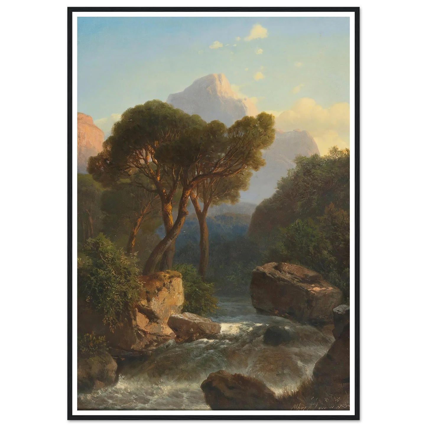 Southern Mountain Landscape Art Print | Albert Zimmermann - Framed Poster - 30x40 cm / 12x16″ - Black frame