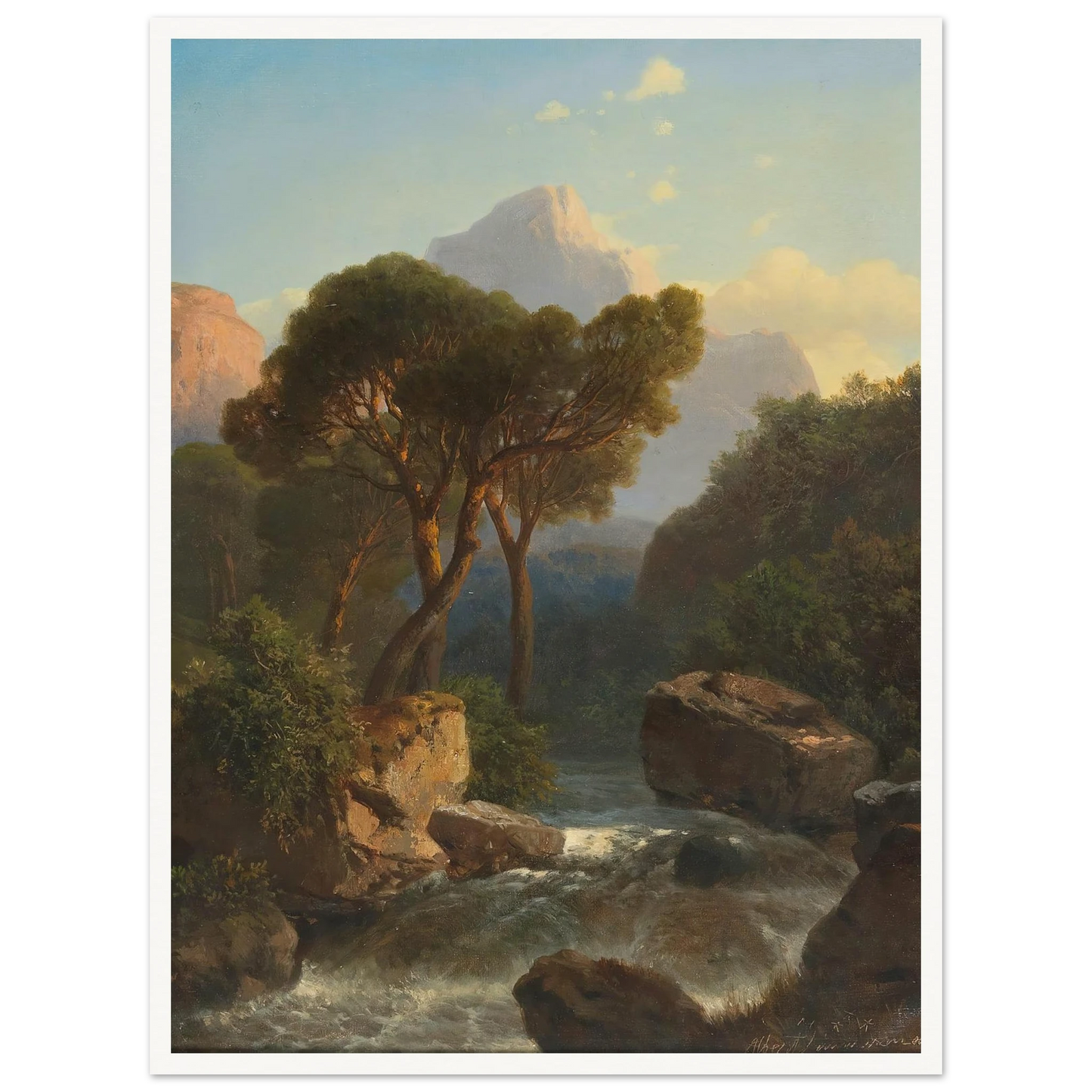Southern Mountain Landscape Art Print | Albert Zimmermann - Framed Poster - 30x40 cm / 12x16″ - Black frame
