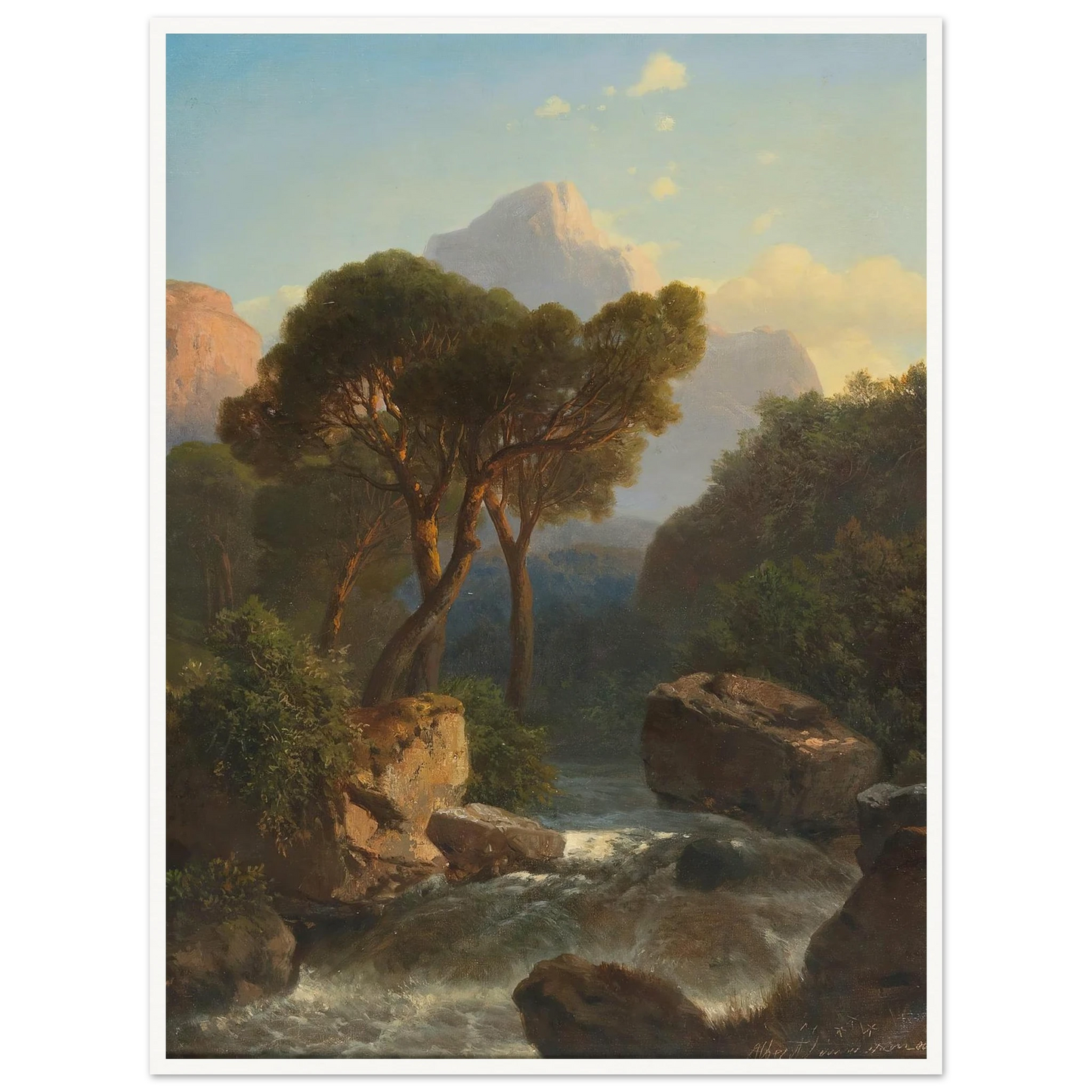 Southern Mountain Landscape Art Print | Albert Zimmermann - Framed Poster - 30x40 cm / 12x16″ - Black frame