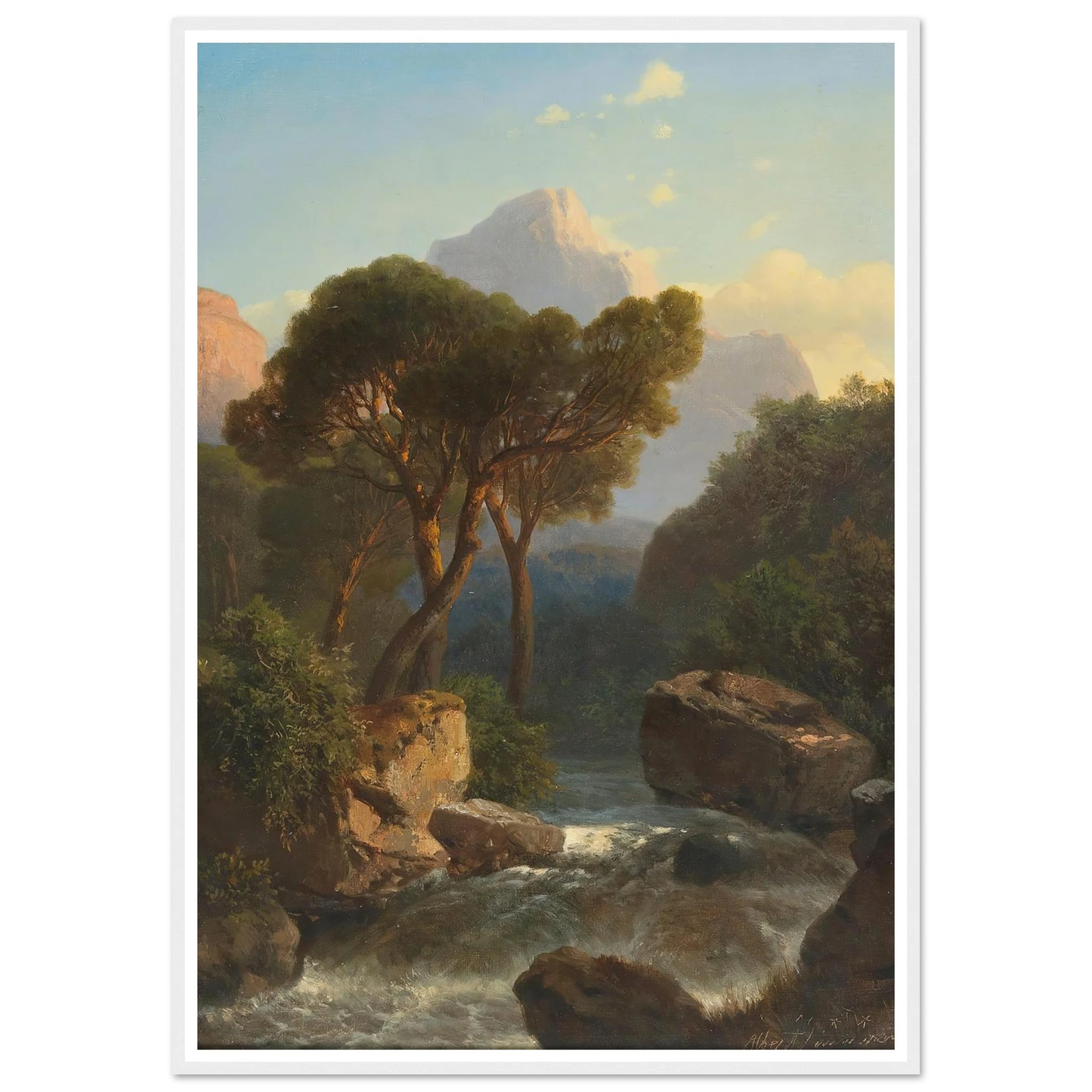 Southern Mountain Landscape Art Print | Albert Zimmermann - Framed Poster - 30x40 cm / 12x16″ - Black frame