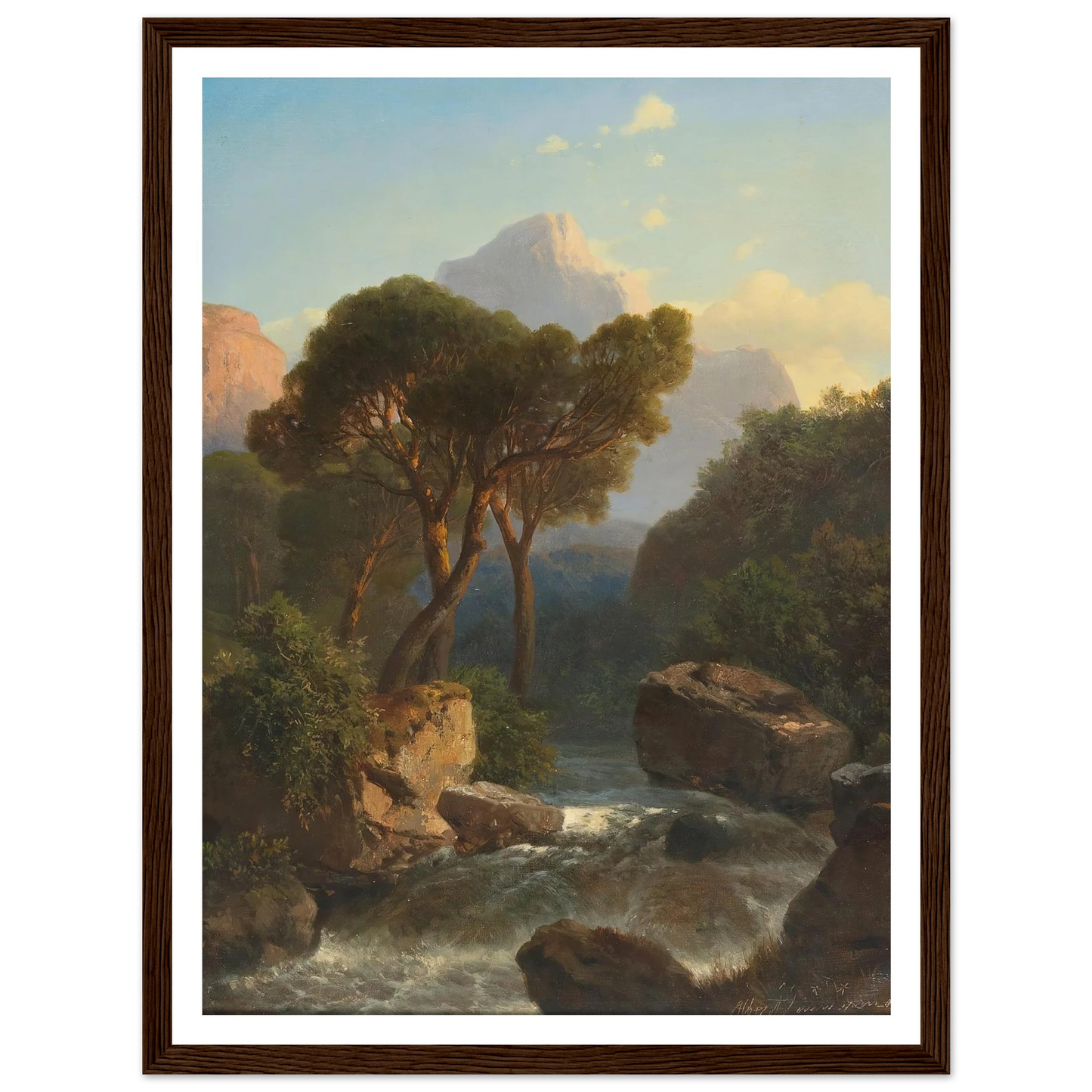 Southern Mountain Landscape Art Print | Albert Zimmermann - Framed Poster - 30x40 cm / 12x16″ - Black frame