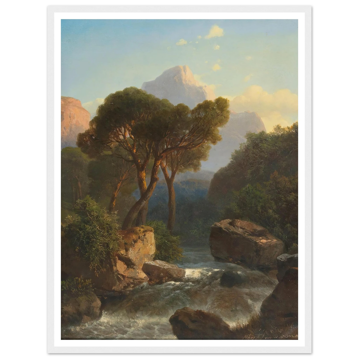 Southern Mountain Landscape Art Print | Albert Zimmermann - Framed Poster - 30x40 cm / 12x16″ - Black frame