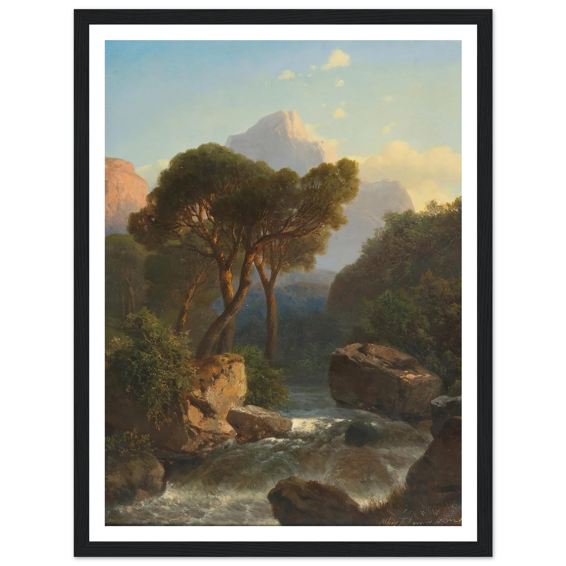 Southern Mountain Landscape Art Print | Albert Zimmermann - Framed Poster - 30x40 cm / 12x16″ - Black frame