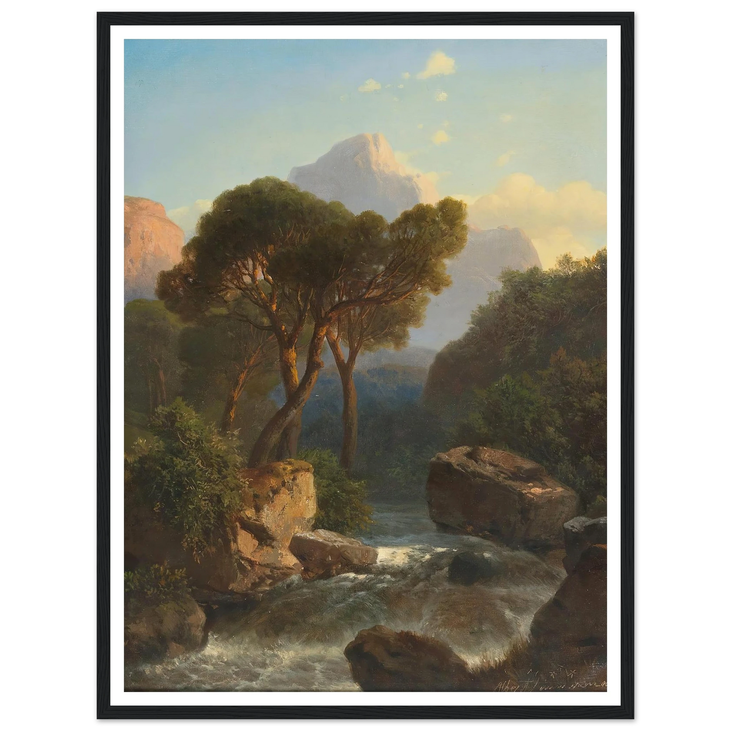 Southern Mountain Landscape Art Print | Albert Zimmermann - Framed Poster - 30x40 cm / 12x16″ - Black frame