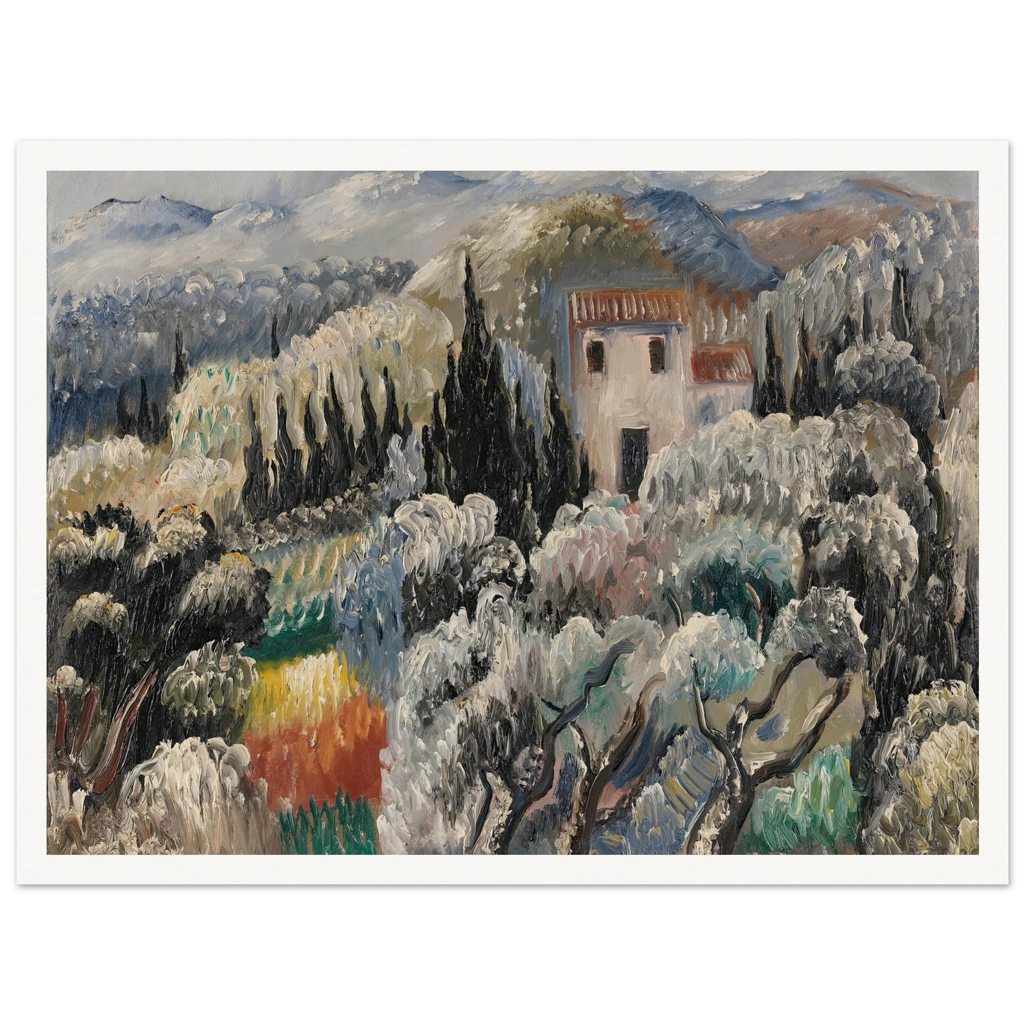 Spätnachmittag (Haus im Olivenhain) (1939) Art Print | Paul Kleinschmidt - Framed Poster - 30x40 cm / 12x16″ - Black frame