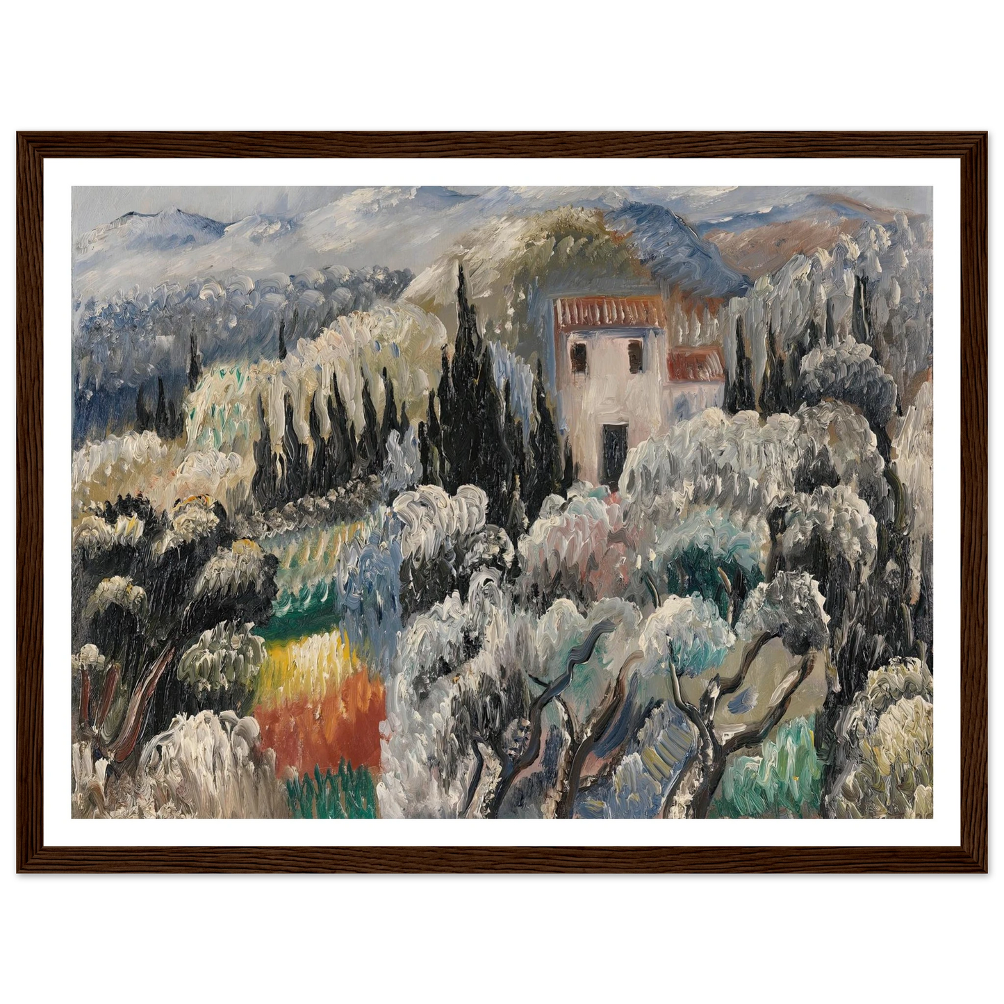 Spätnachmittag (Haus im Olivenhain) (1939) Art Print | Paul Kleinschmidt - Framed Poster - 30x40 cm / 12x16″ - Black frame