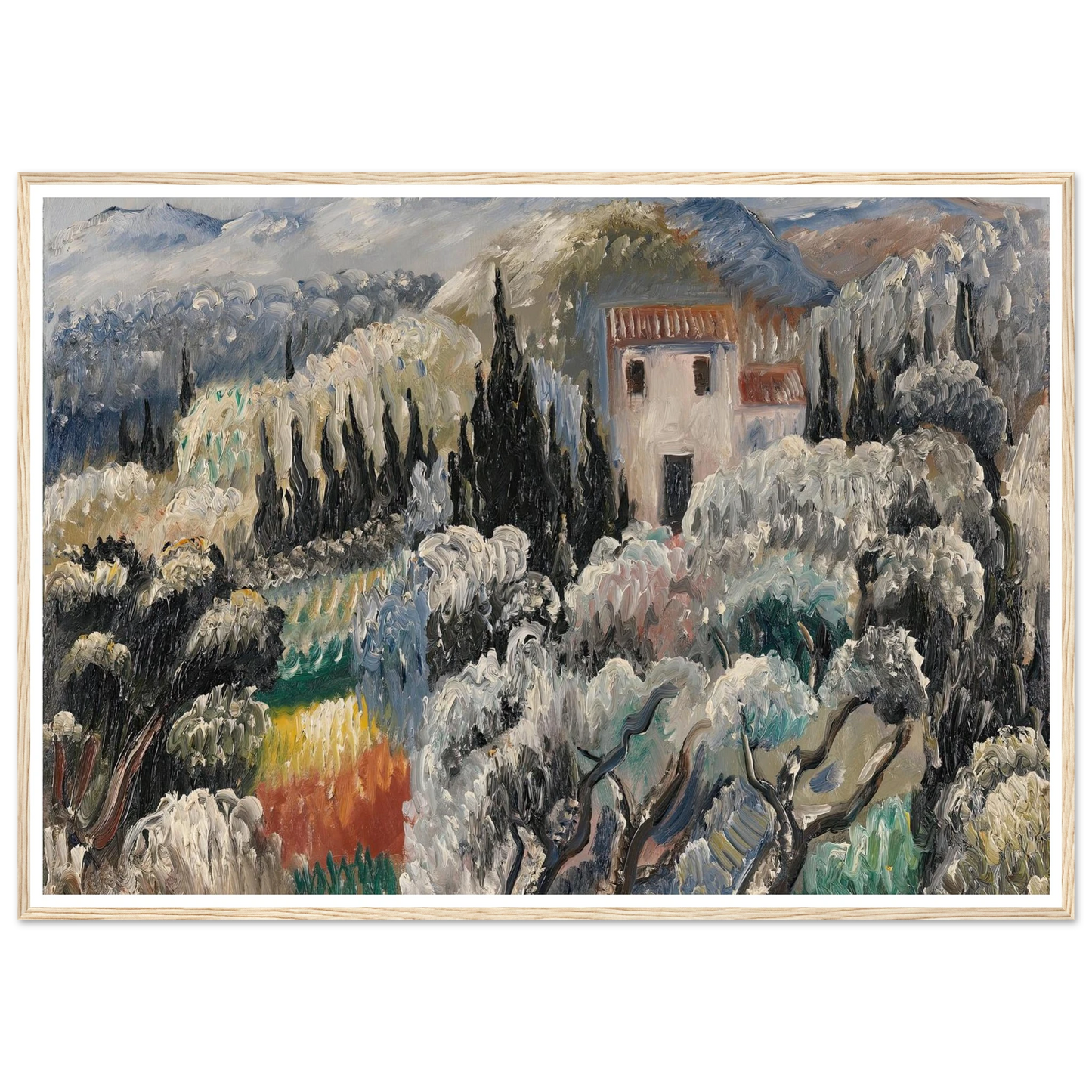 Spätnachmittag (Haus im Olivenhain) (1939) Art Print | Paul Kleinschmidt - Framed Poster - 30x40 cm / 12x16″ - Black frame