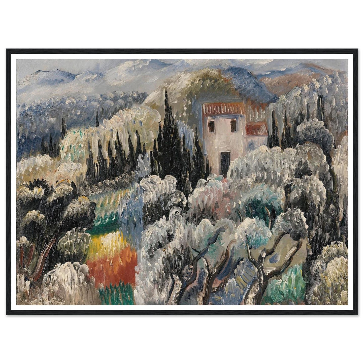 Spätnachmittag (Haus im Olivenhain) (1939) Art Print | Paul Kleinschmidt - Framed Poster - 30x40 cm / 12x16″ - Black frame