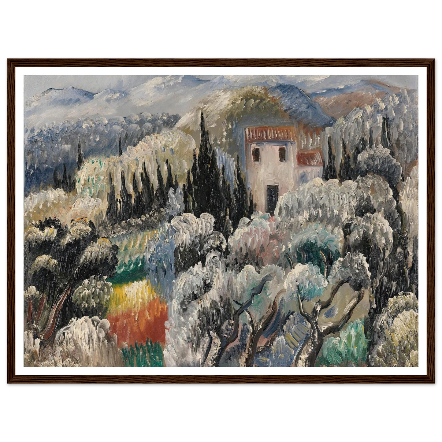Spätnachmittag (Haus im Olivenhain) (1939) Art Print | Paul Kleinschmidt - Framed Poster - 30x40 cm / 12x16″ - Black frame