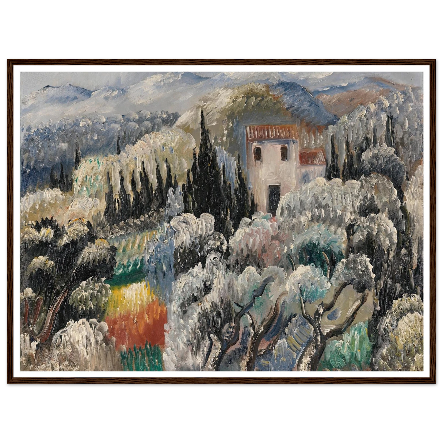 Spätnachmittag (Haus im Olivenhain) (1939) Art Print | Paul Kleinschmidt - Framed Poster - 30x40 cm / 12x16″ - Black frame