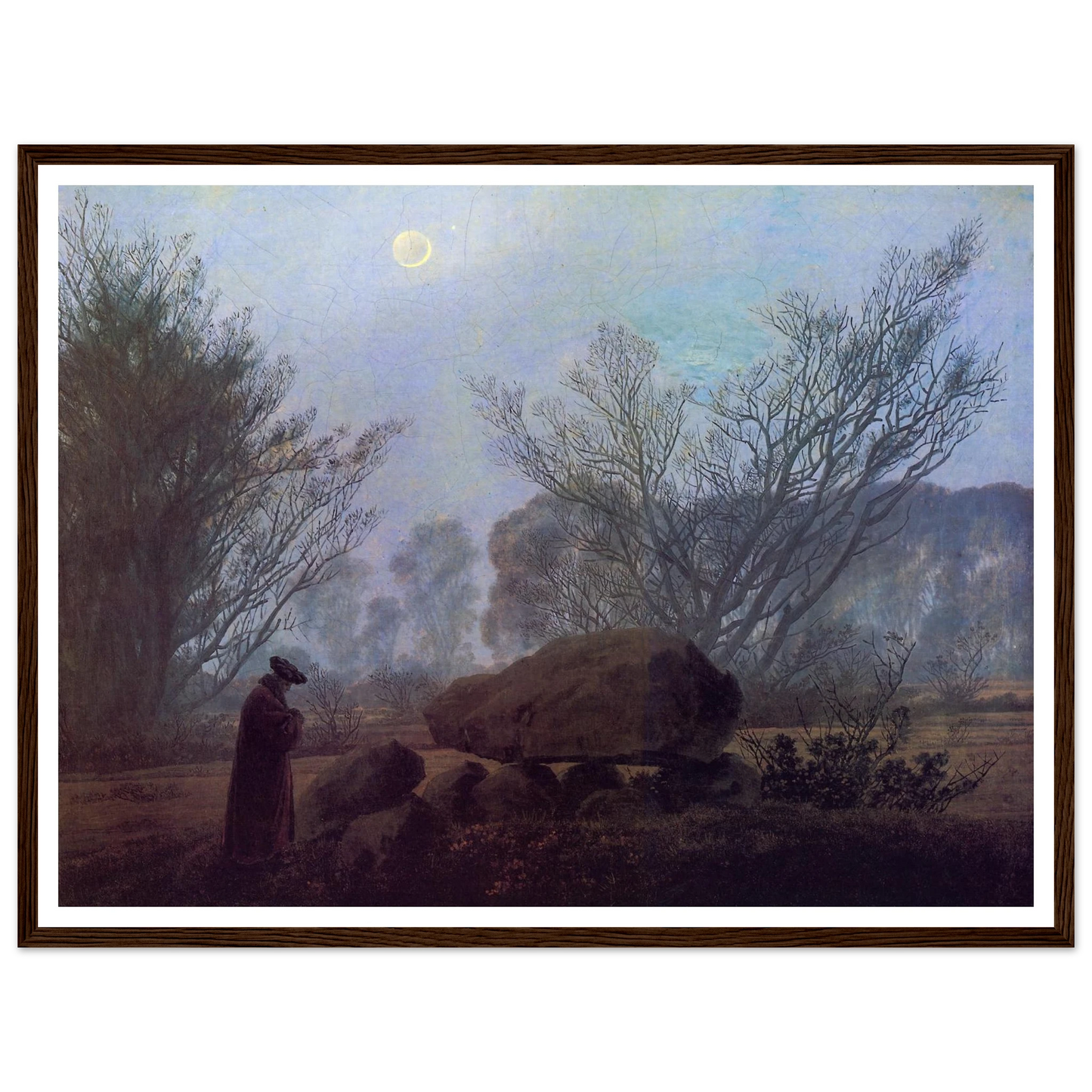 Spaziergang in der Abenddammerung (1837-40) Art Print | Caspar David Friedrich - Framed Poster - 30x40 cm / 12x16″ - Black frame