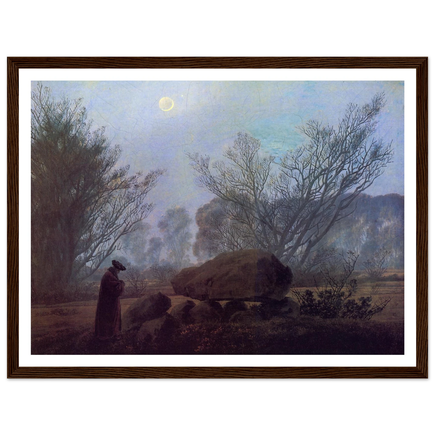 Spaziergang in der Abenddammerung (1837-40) Art Print | Caspar David Friedrich - Framed Poster - 30x40 cm / 12x16″ - Black frame