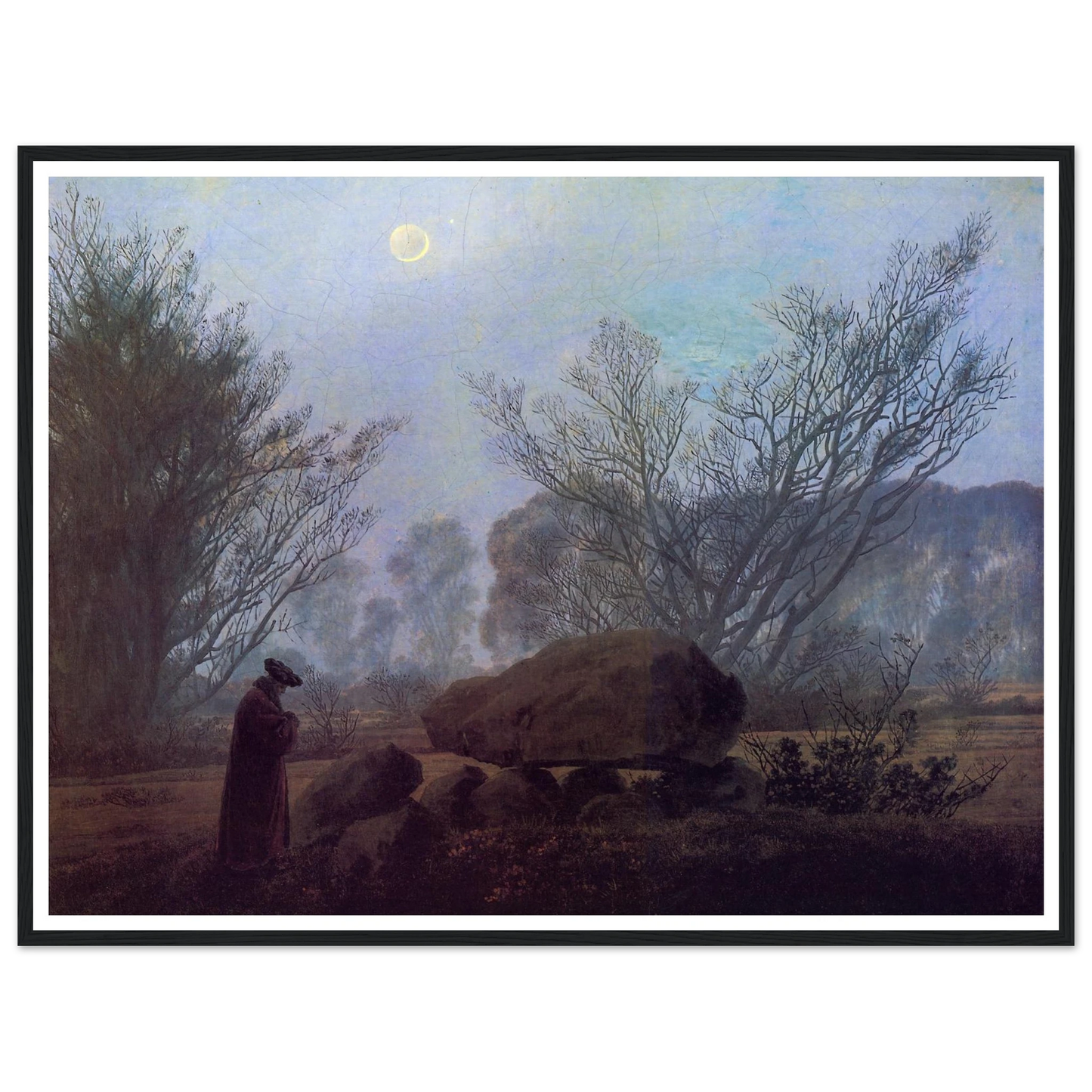 Spaziergang in der Abenddammerung (1837-40) Art Print | Caspar David Friedrich - Framed Poster - 30x40 cm / 12x16″ - Black frame