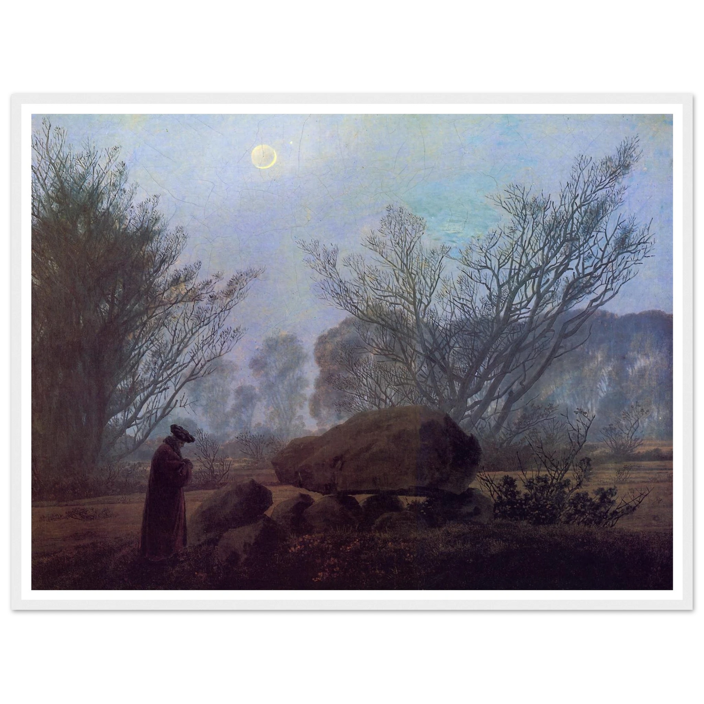 Spaziergang in der Abenddammerung (1837-40) Art Print | Caspar David Friedrich - Framed Poster - 30x40 cm / 12x16″ - Black frame