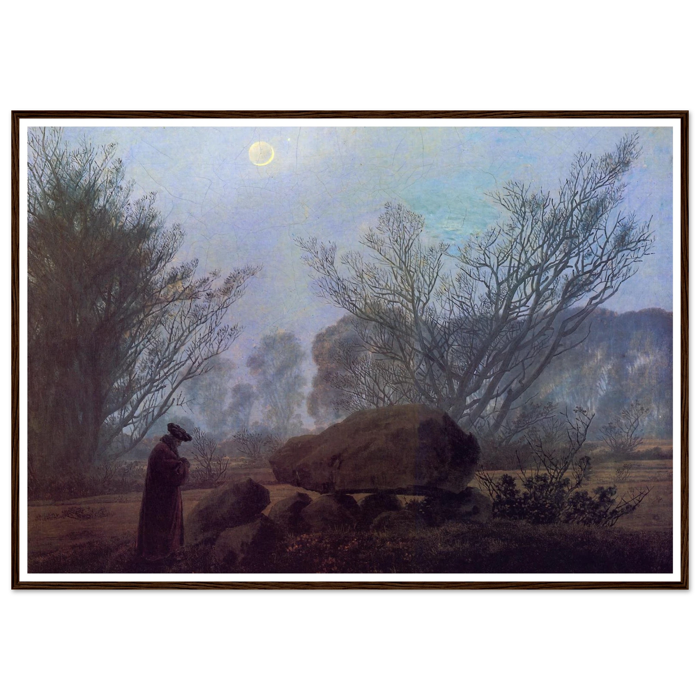 Spaziergang in der Abenddammerung (1837-40) Art Print | Caspar David Friedrich - Framed Poster - 30x40 cm / 12x16″ - Black frame