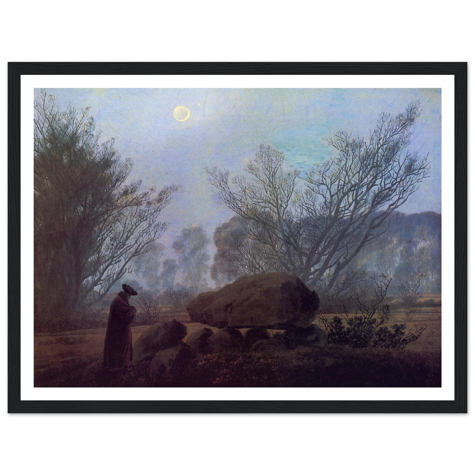 Spaziergang in der Abenddammerung (1837-40) Art Print | Caspar David Friedrich - Framed Poster - 30x40 cm / 12x16″ - Black frame
