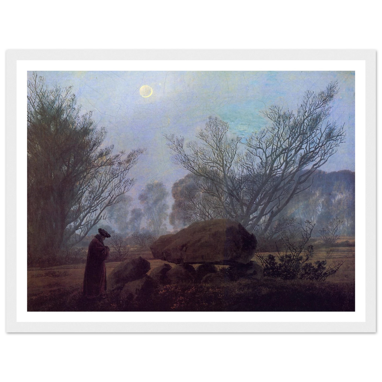 Spaziergang in der Abenddammerung (1837-40) Art Print | Caspar David Friedrich - Framed Poster - 30x40 cm / 12x16″ - Black frame