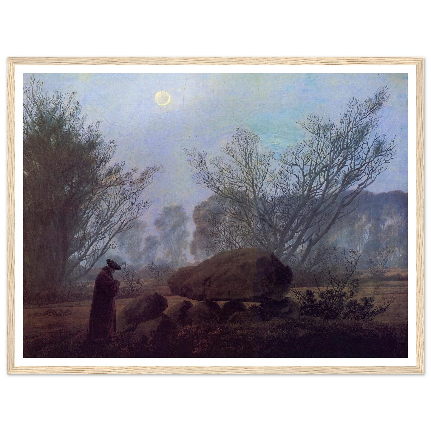 Spaziergang in der Abenddammerung (1837-40) Art Print | Caspar David Friedrich - Framed Poster - 30x40 cm / 12x16″ - Black frame