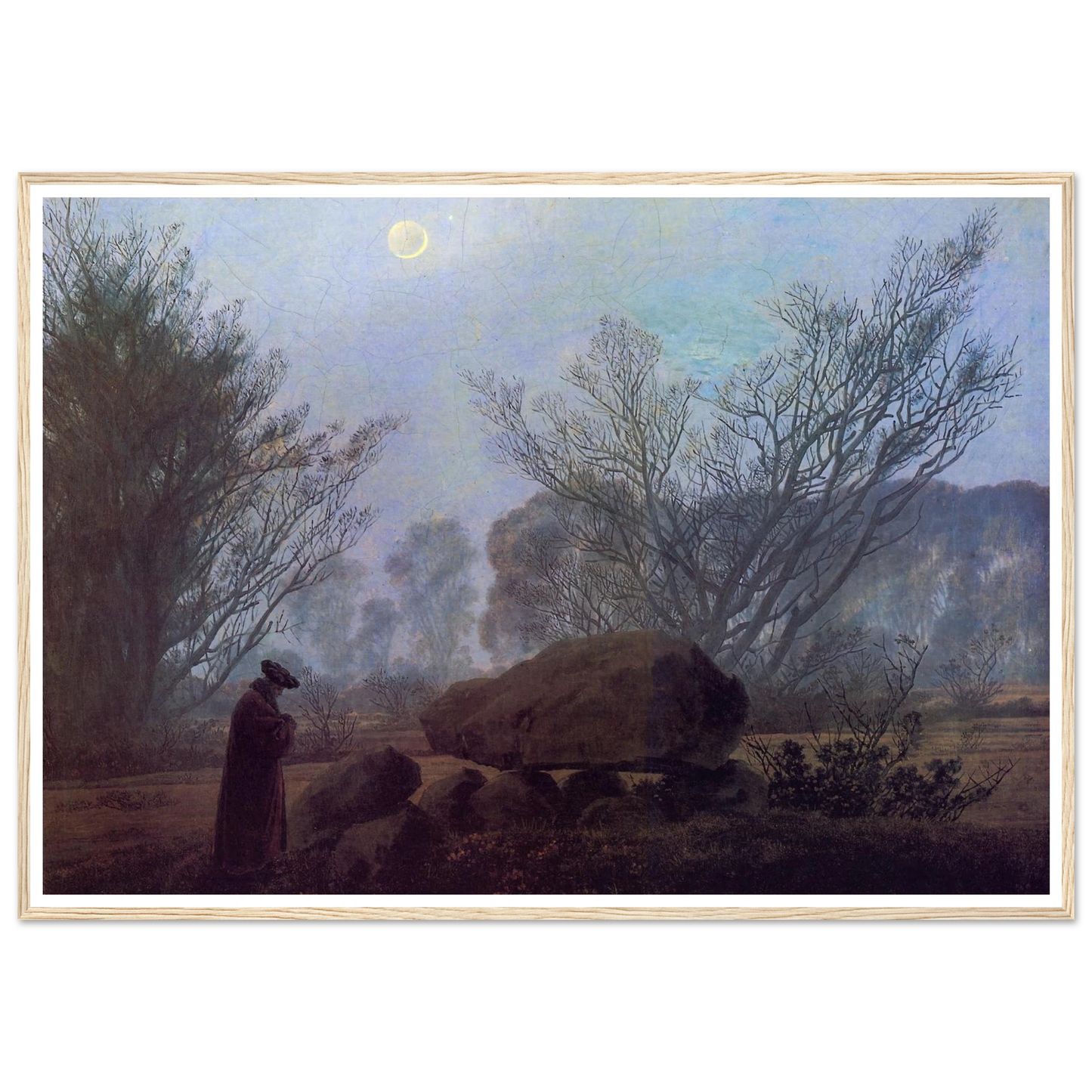Spaziergang in der Abenddammerung (1837-40) Art Print | Caspar David Friedrich - Framed Poster - 30x40 cm / 12x16″ - Black frame
