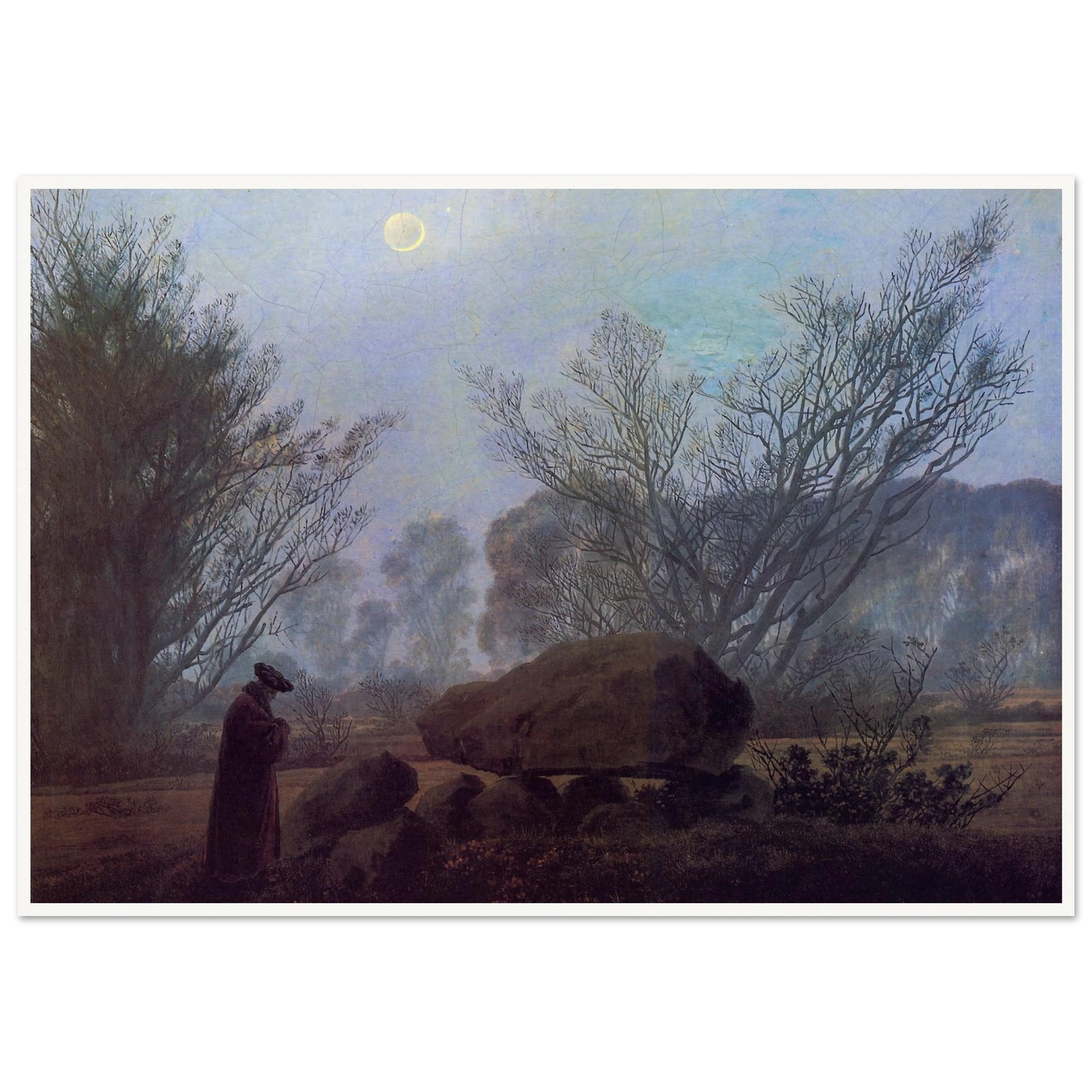 Spaziergang in der Abenddammerung (1837-40) Art Print | Caspar David Friedrich - Framed Poster - 30x40 cm / 12x16″ - Black frame