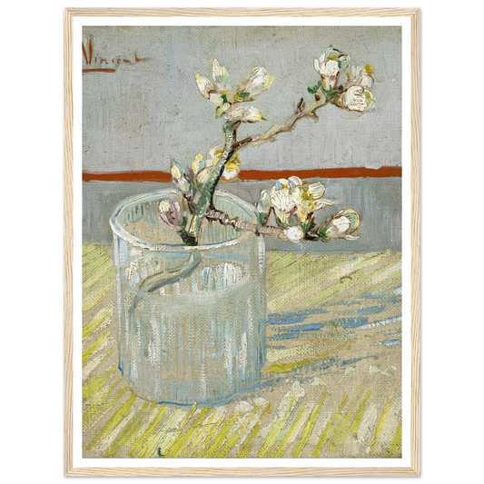 Sprig of flowering almond in a glass (1888) Art Print | Vincent van Gogh - Framed Poster - 30x40 cm / 12x16″ - Black frame