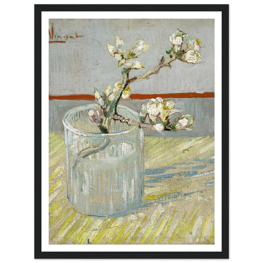 Sprig of flowering almond in a glass (1888) Art Print | Vincent van Gogh - Framed Poster - 30x40 cm / 12x16″ - Black frame