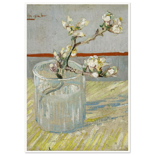 Sprig of flowering almond in a glass (1888) Art Print | Vincent van Gogh - Framed Poster - 30x40 cm / 12x16″ - Black frame