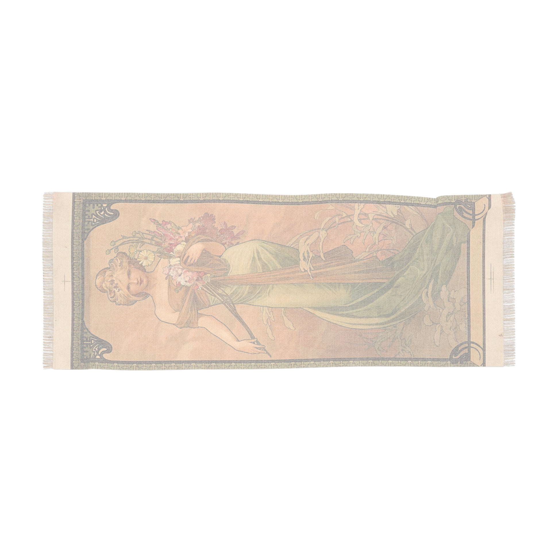 Spring | Alphonse Mucha Scarf – Art Nouveau Scarf - - 27" × 71'' - 