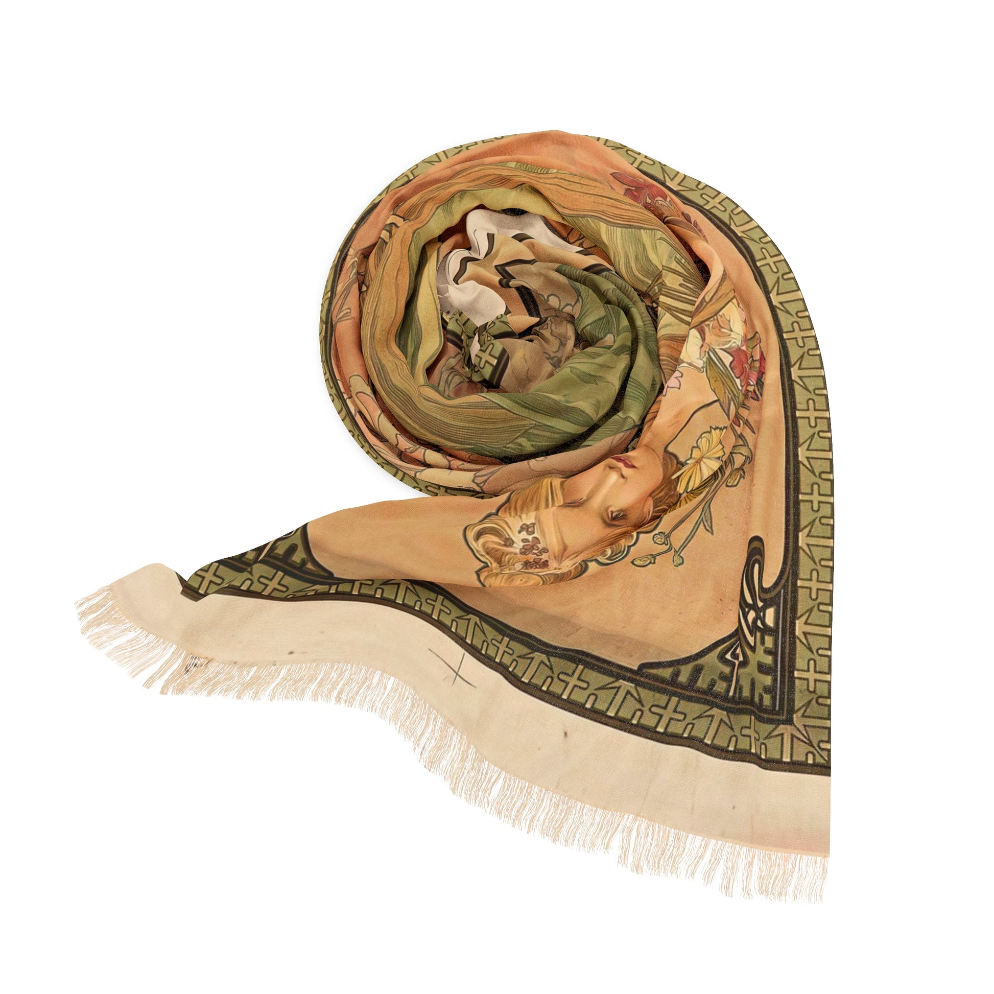 Spring | Alphonse Mucha Scarf – Art Nouveau Scarf - - 27" × 71'' - 