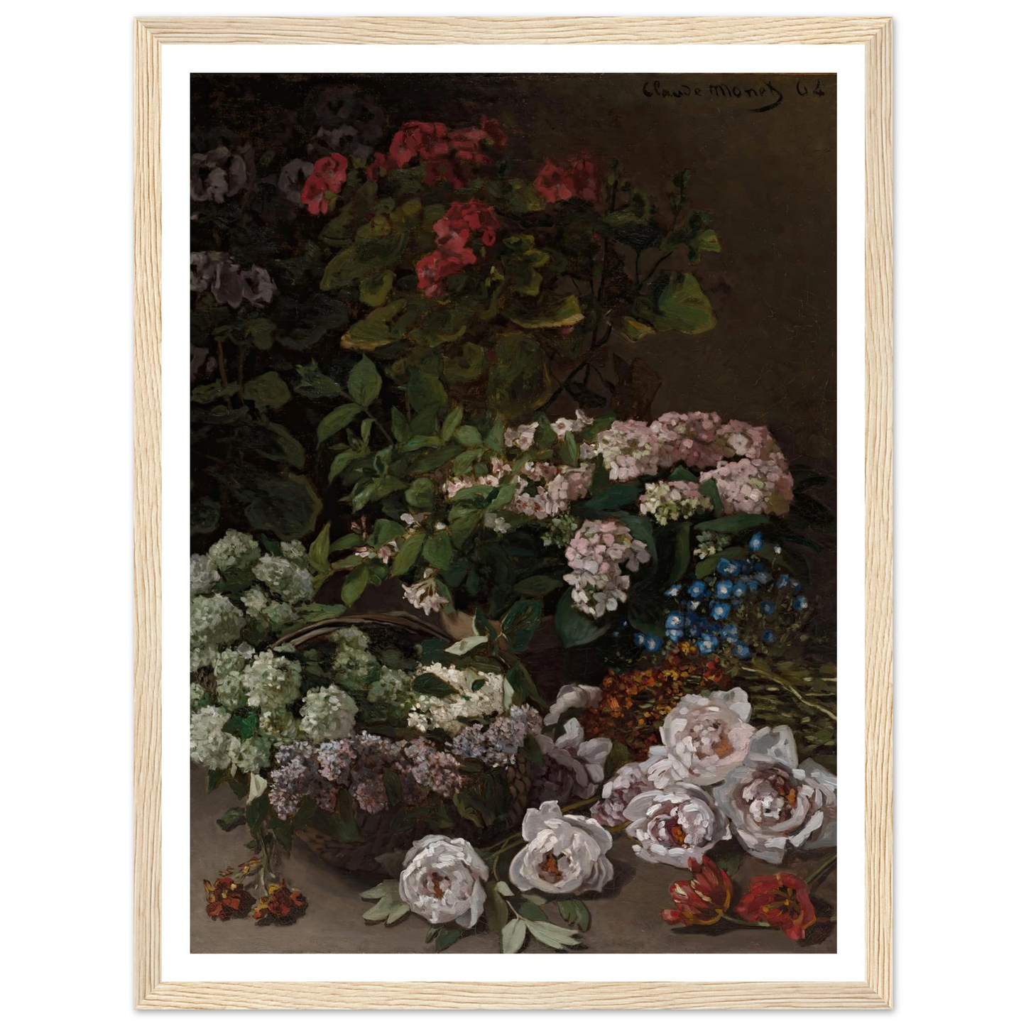 Spring Flowers (1864) Art Print | Claude Monet - Framed Poster - 30x40 cm / 12x16″ - Black frame